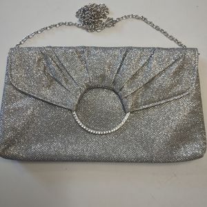 Jessica McClintock Silver w/ Rhinestones Clutch